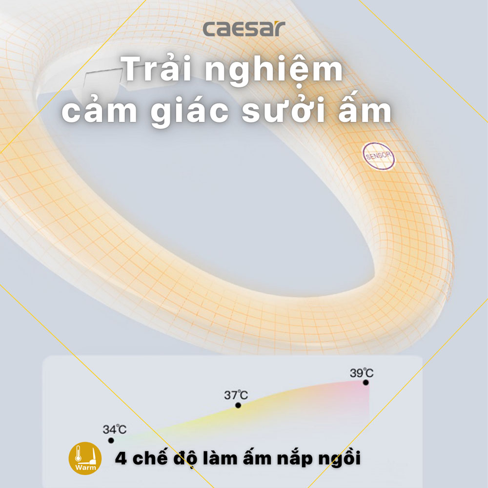 Bồn cầu 2 khối nắp điện tử Caesar CD1320+TAF610H