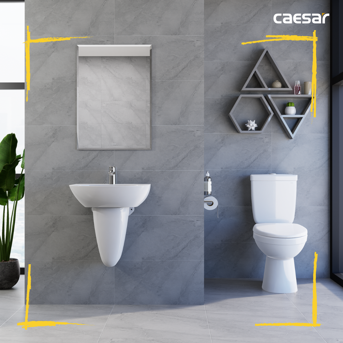 Bồn cầu 2 khối Caesar CD1325 nắp thường