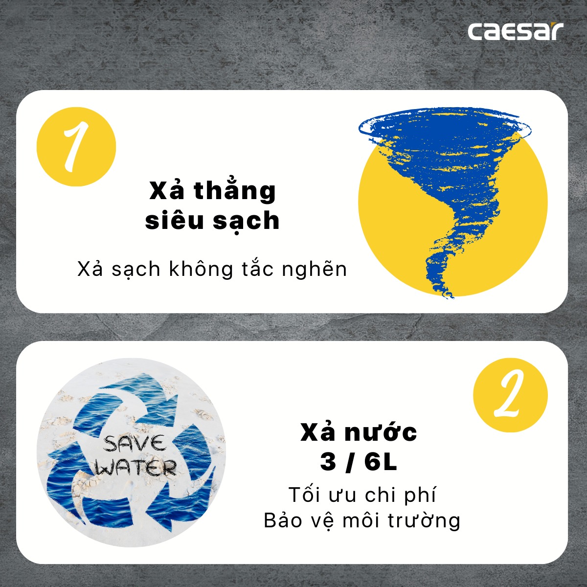 Bồn cầu 2 khối Caesar CD1338 nắp thường