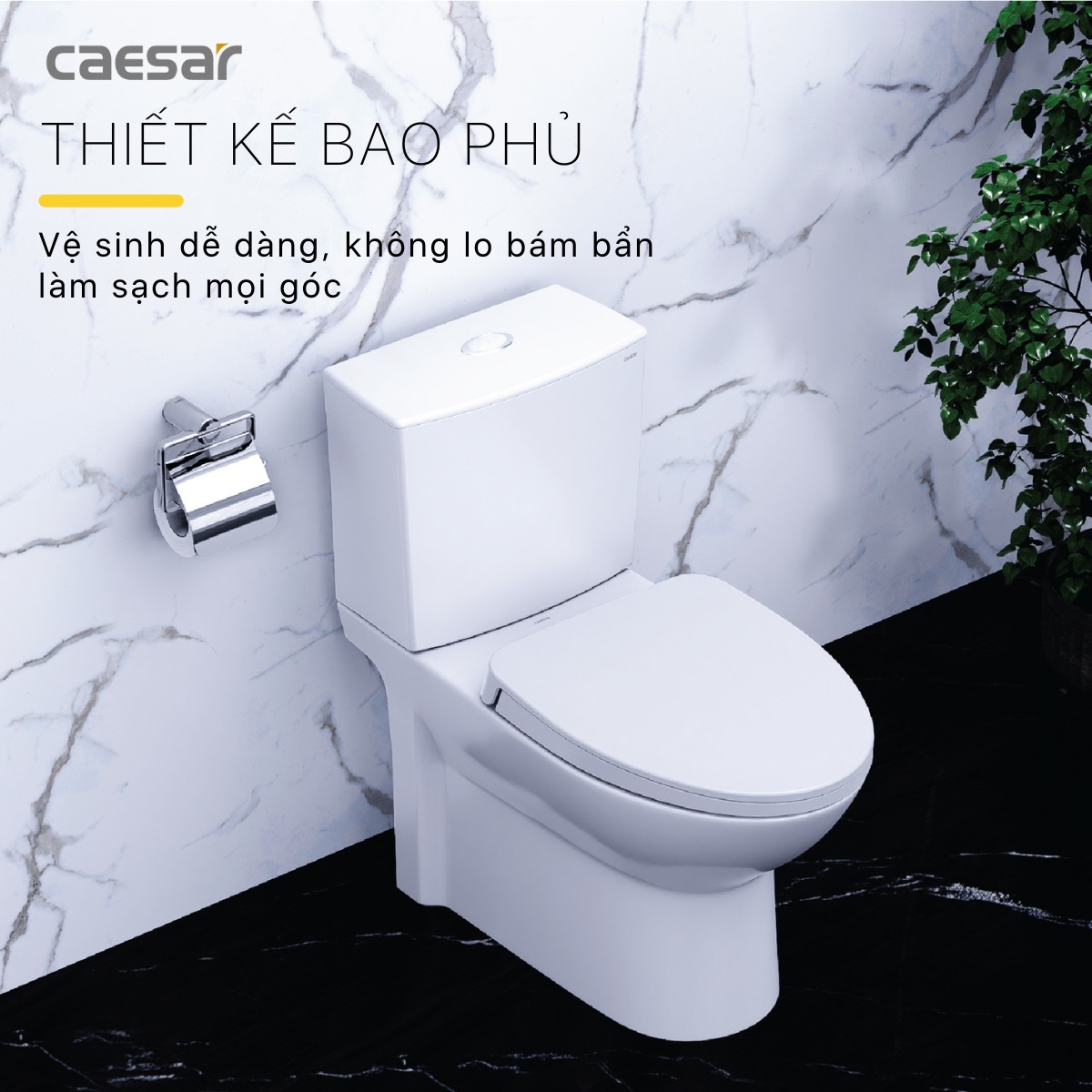 Bồn cầu 2 khối Caesar CD1340 nắp đóng êm
