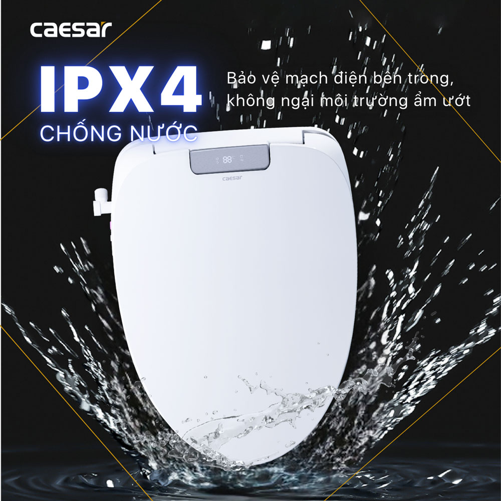 Bồn cầu 2 khối nắp điện tử Caesar CD1340+TAF610H