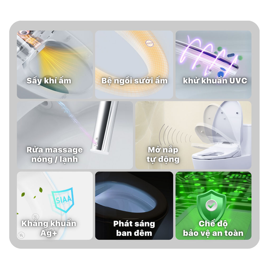 Bồn cầu 2 khối nắp điện tử Caesar CD1340+TAF610H