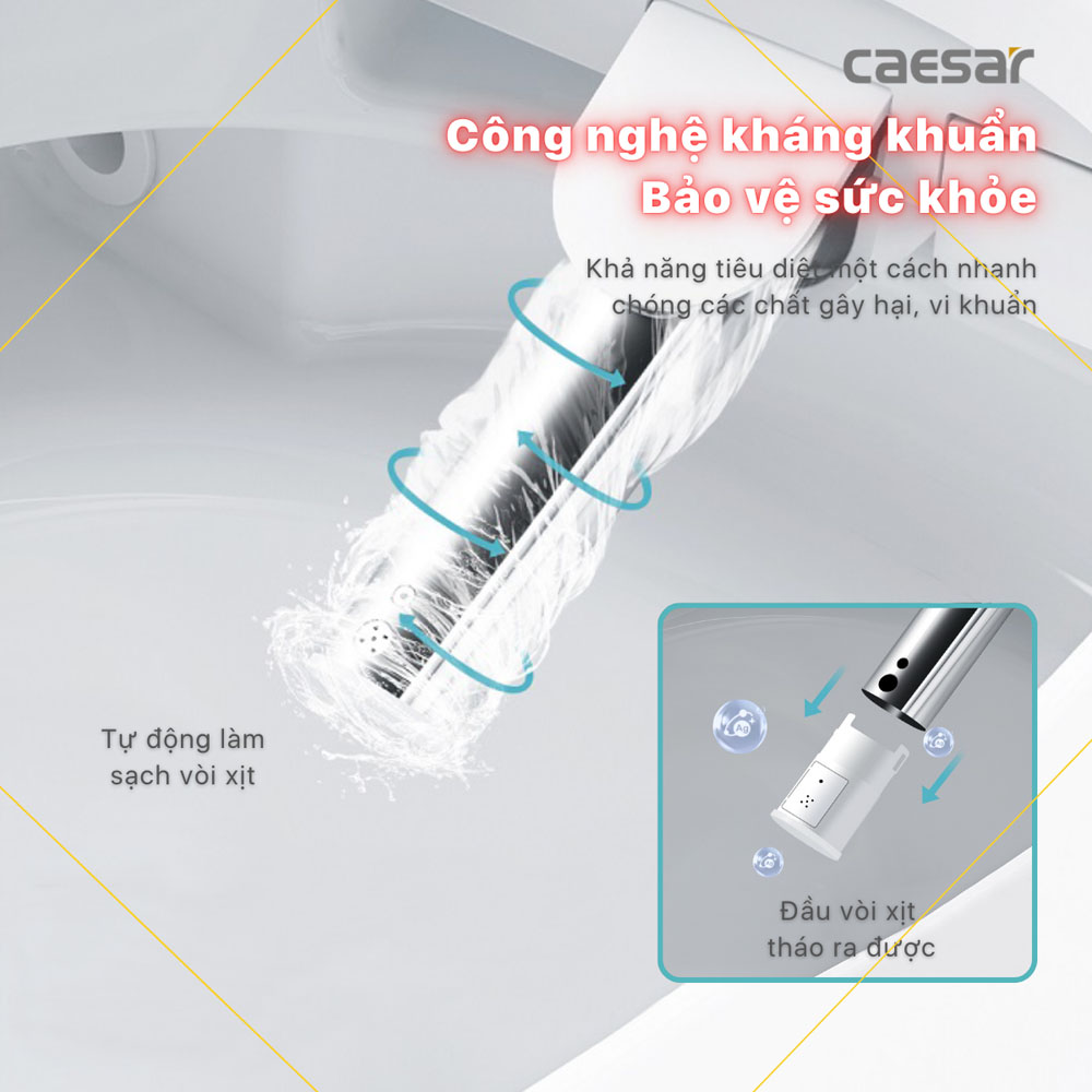 Bồn cầu 2 khối nắp điện tử Caesar CD1340+TAF610H