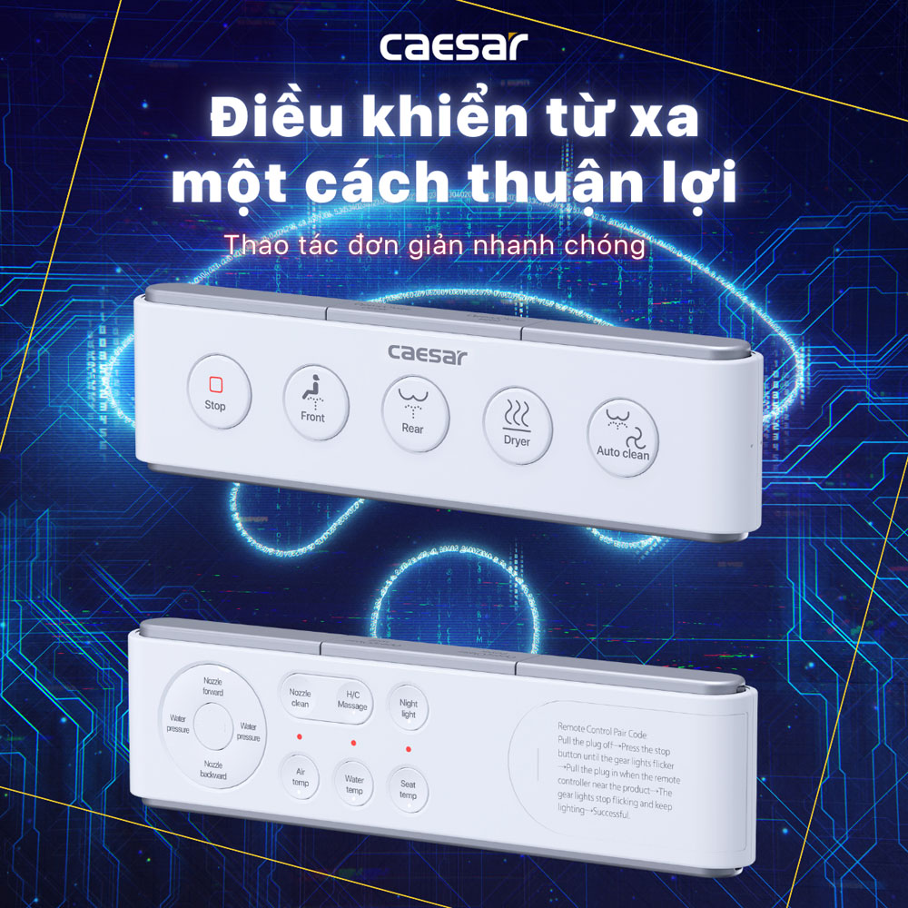 Bồn cầu 2 khối nắp điện tử Caesar CD1340+TAF610H