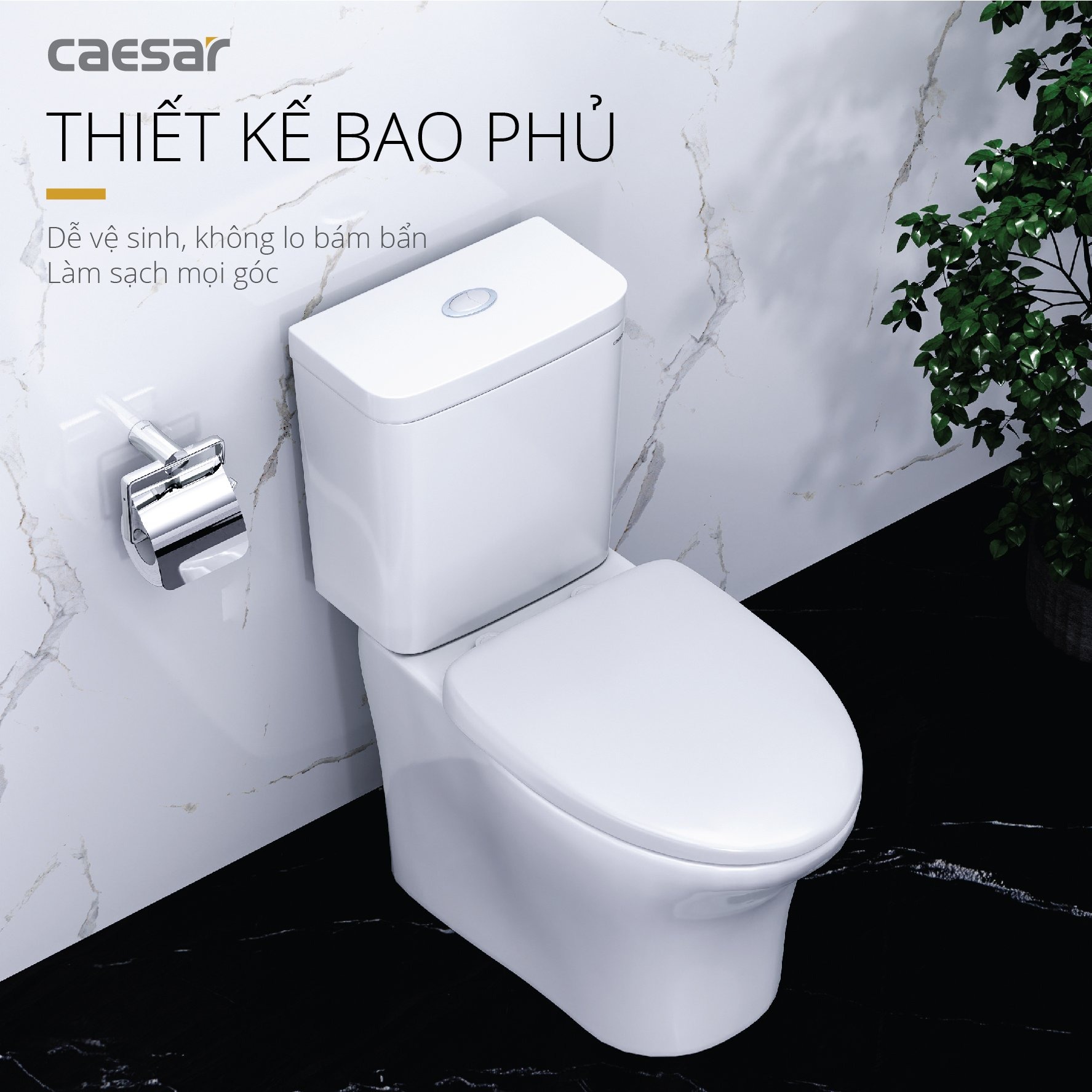 Bồn cầu 2 khối Caesar CD1341 nắp đóng êm