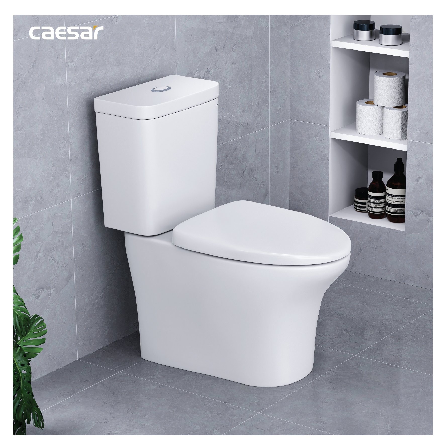 Bồn cầu 2 khối Caesar CD1341 nắp đóng êm