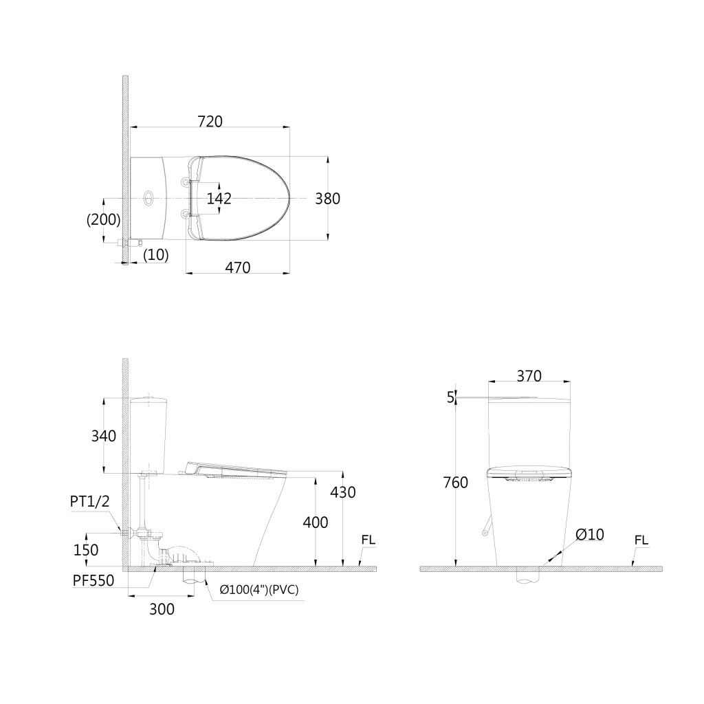 Bồn cầu 2 khối CAESAR CD1342 nắp đóng êm