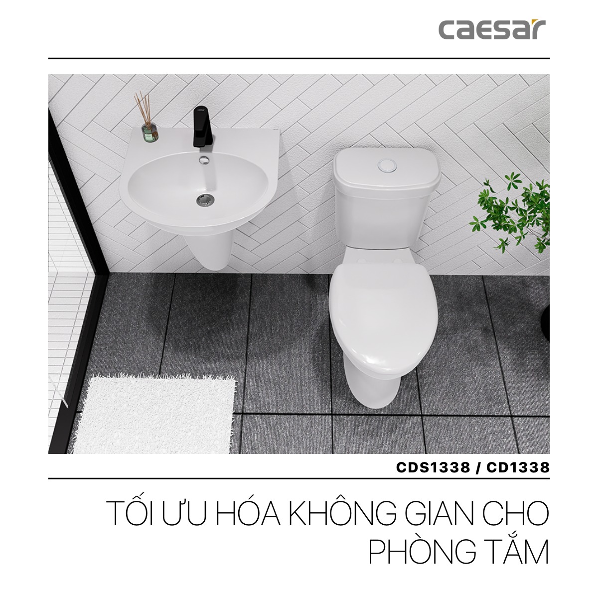 Bồn cầu 2 khối Caesar CDS1338 nắp êm