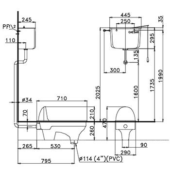 Bồn cầu xí xổm Caesar CS1280