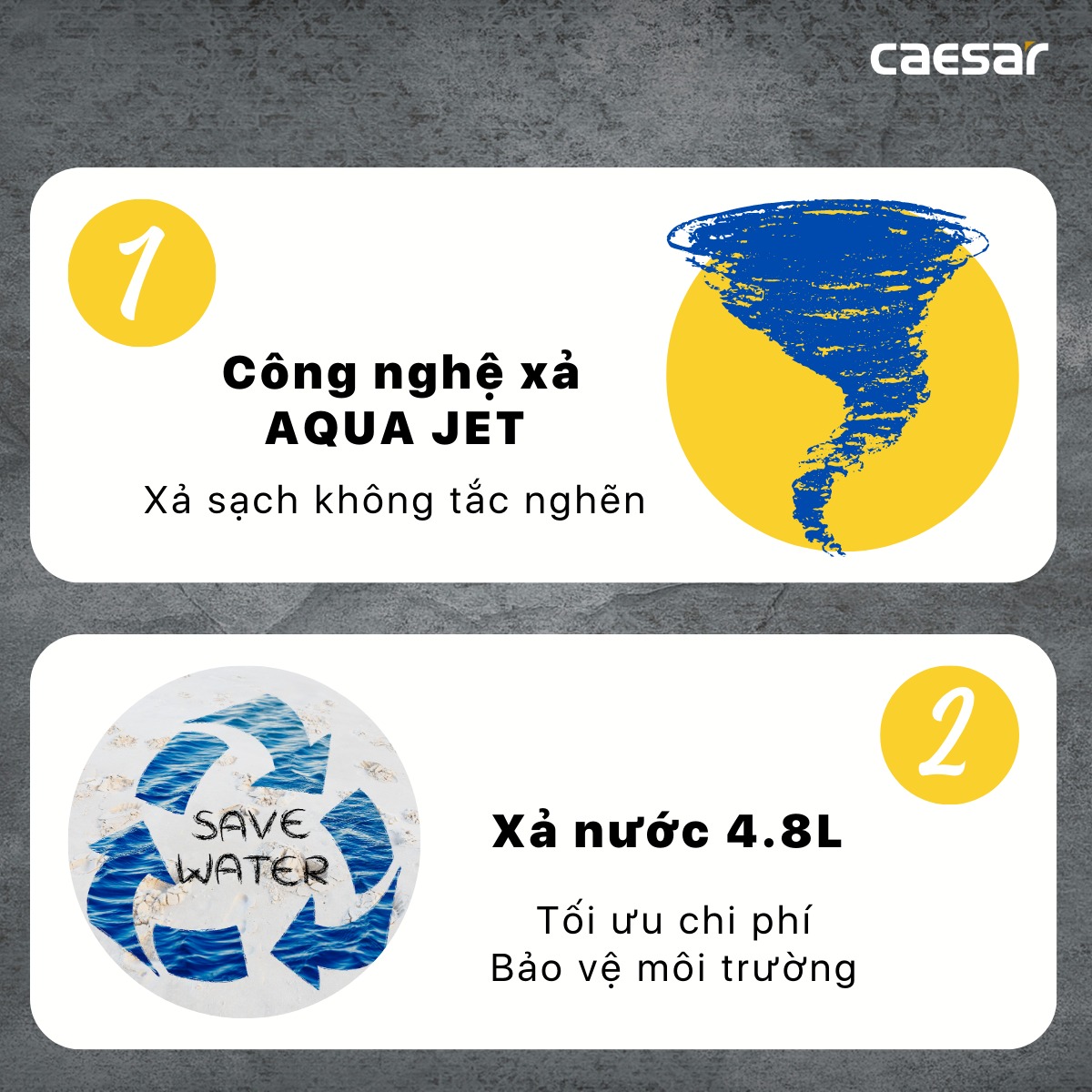 Bồn cầu 2 khối Caesar CTS1325 nắp êm