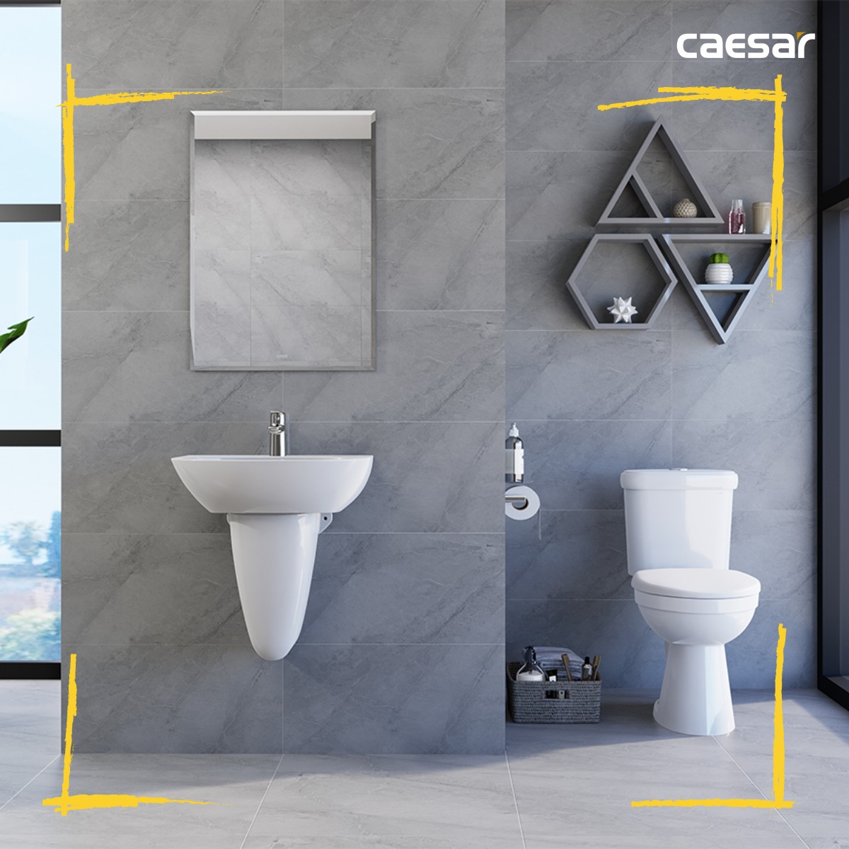 Bồn cầu 2 khối Caesar CTS1338 nắp êm