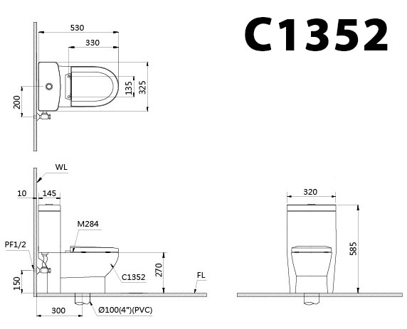 Bồn cầu trẻ em 1 khối Caesar C1352