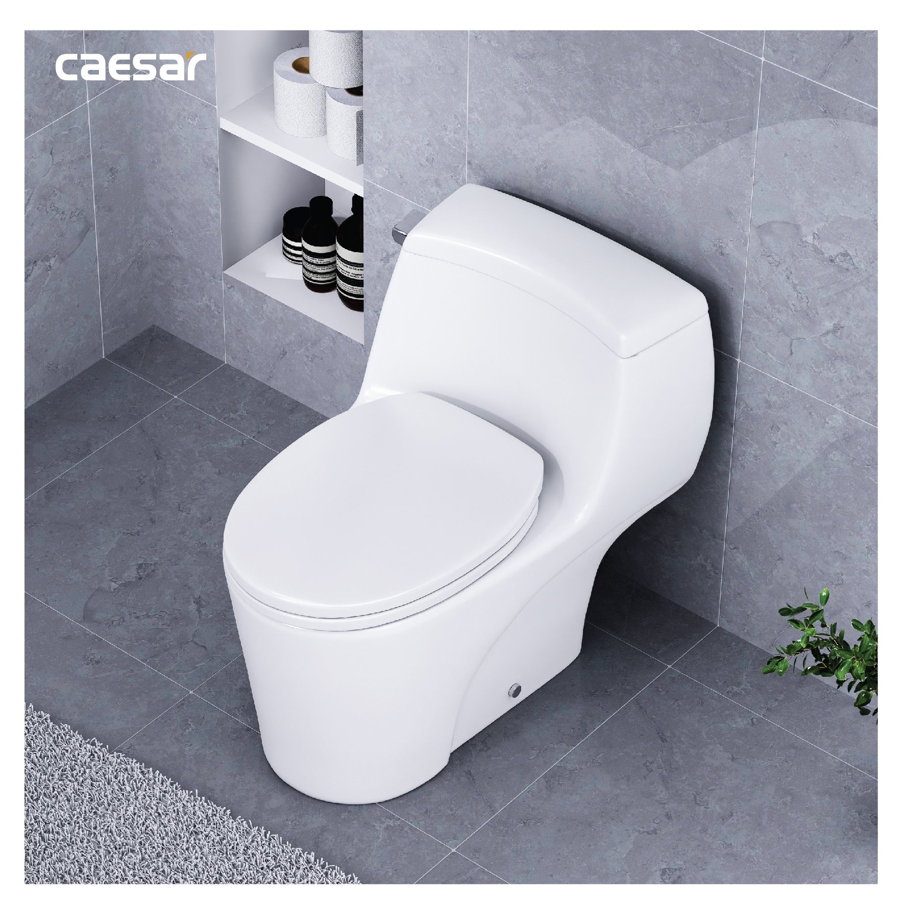 Bồn cầu 1 khối Caesar C1353 nắp êm