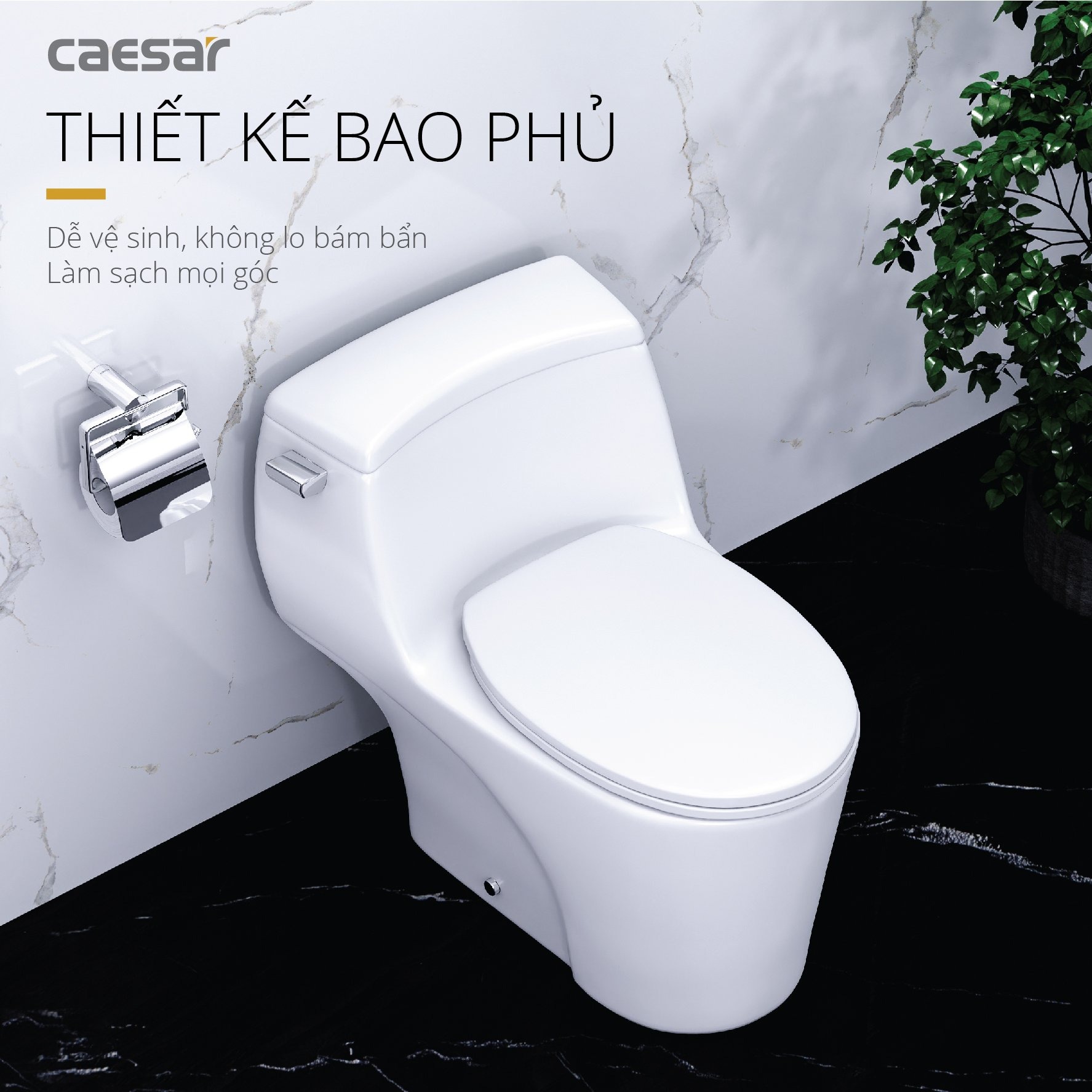 Bồn cầu 1 khối Caesar C1353 nắp êm