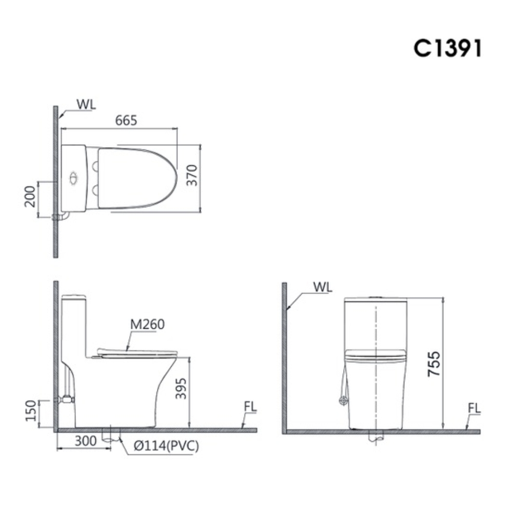 Bồn cầu 1 khối nắp điện tử Caesar C1391F+TAF710H