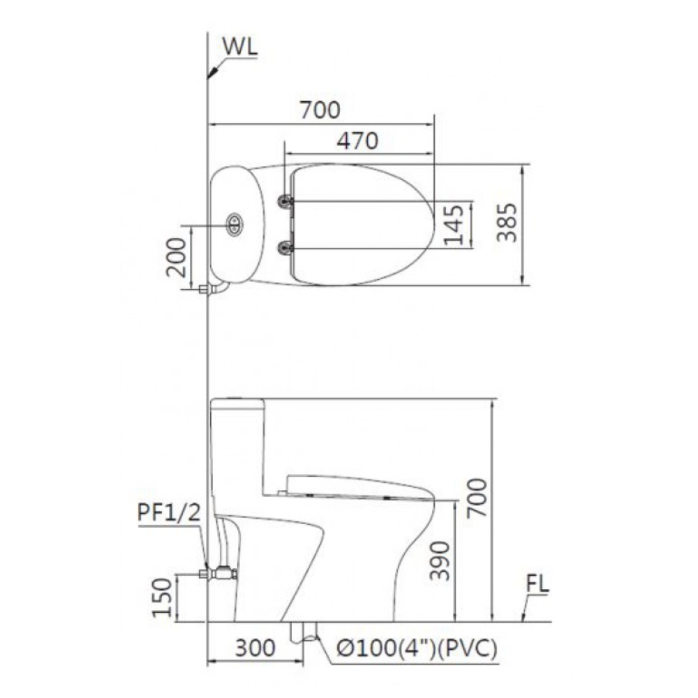 Bồn cầu 1 khối nắp điện tử Caesar C1394F+TAF610H