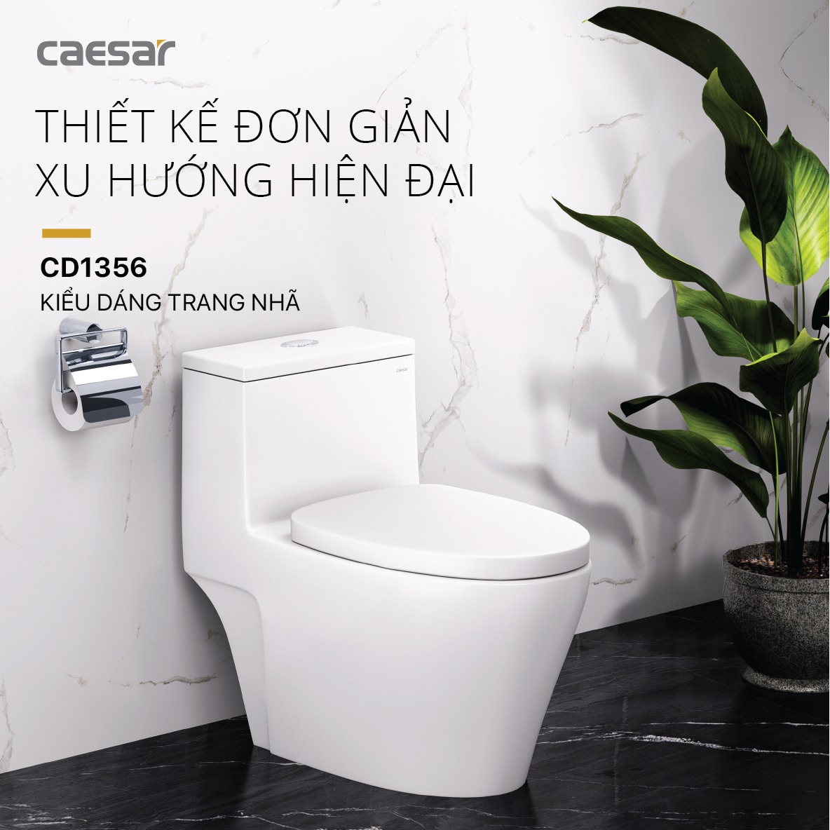Bồn cầu 1 khối Caesar C1356 (CD1356) nắp đóng êm