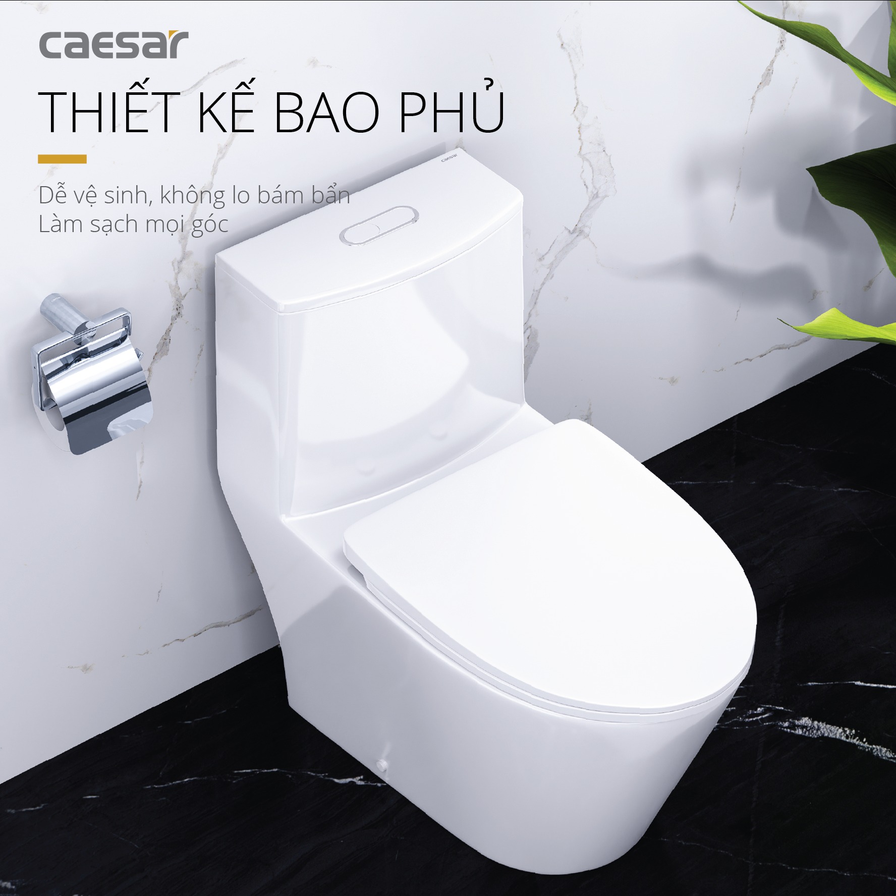 Bồn cầu 1 khối Caesar C1363 (CD1363) nắp đóng êm