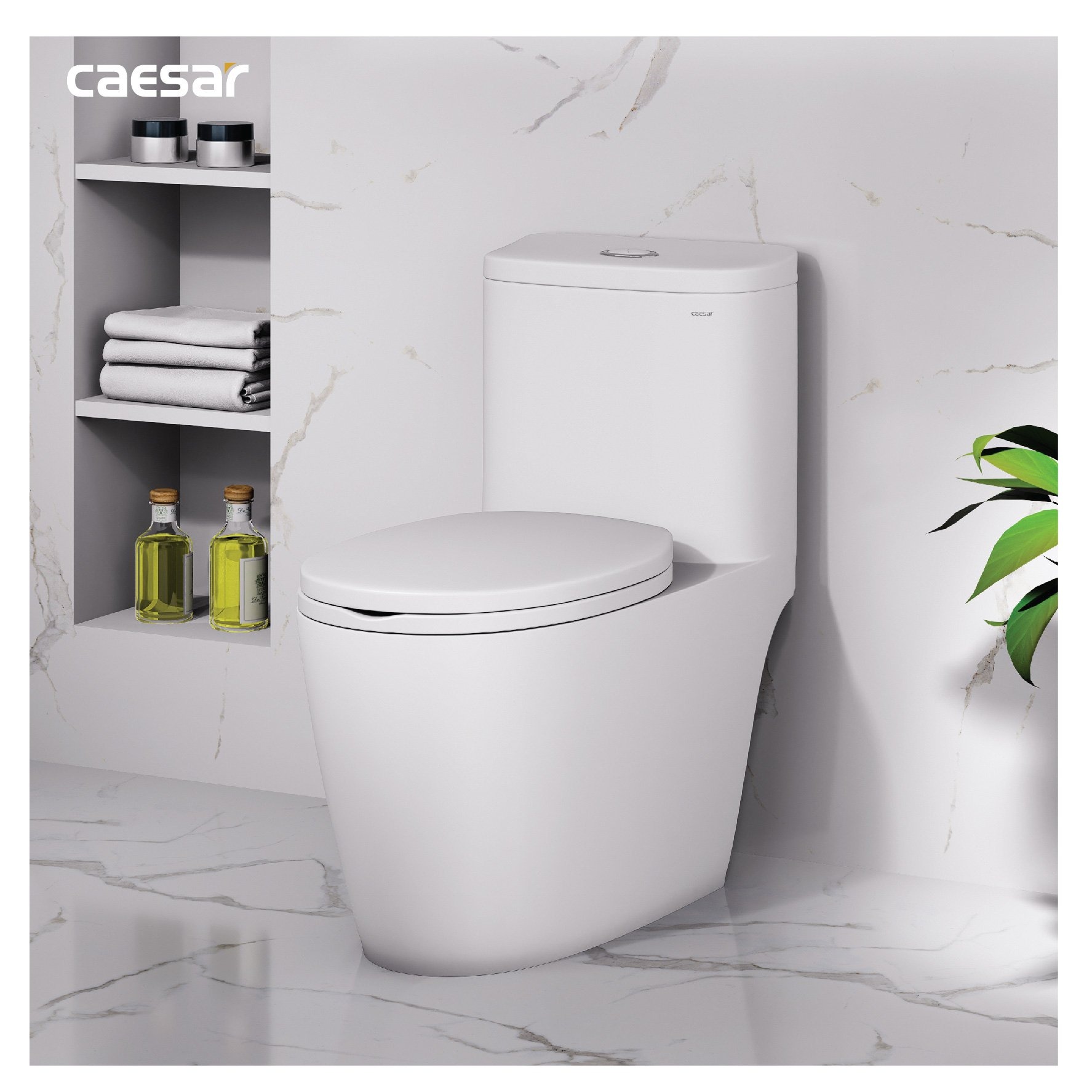 Bồn cầu 1 khối Caesar C1364 (CD1364) nắp đóng êm