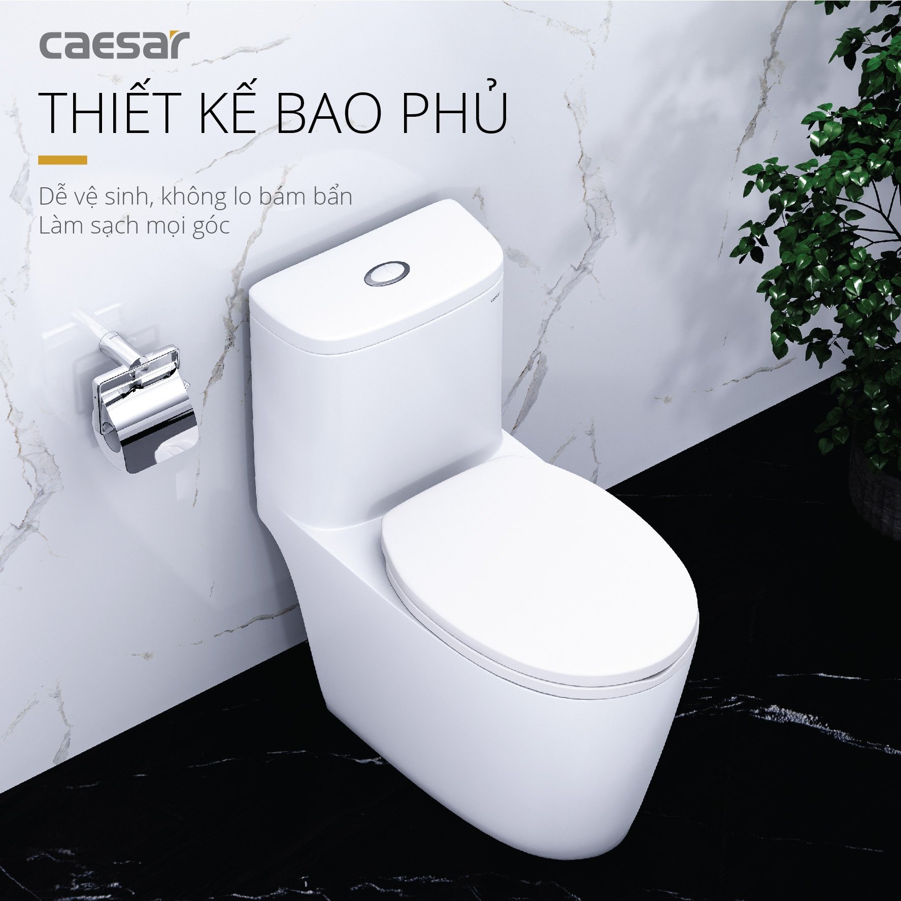 Bồn cầu 1 khối Caesar C1364 (CD1364) nắp đóng êm