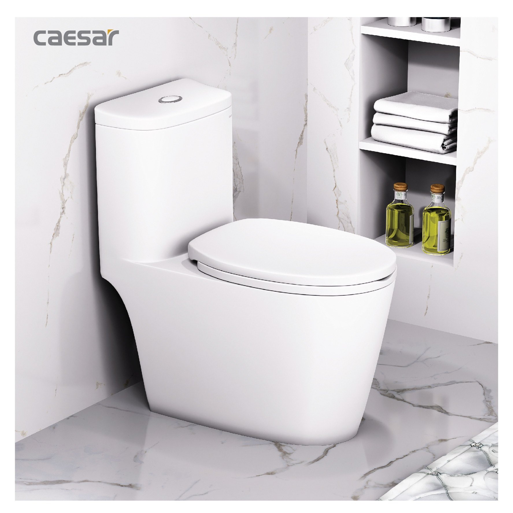 Bồn cầu 1 khối Caesar C1364 (CD1364) nắp đóng êm