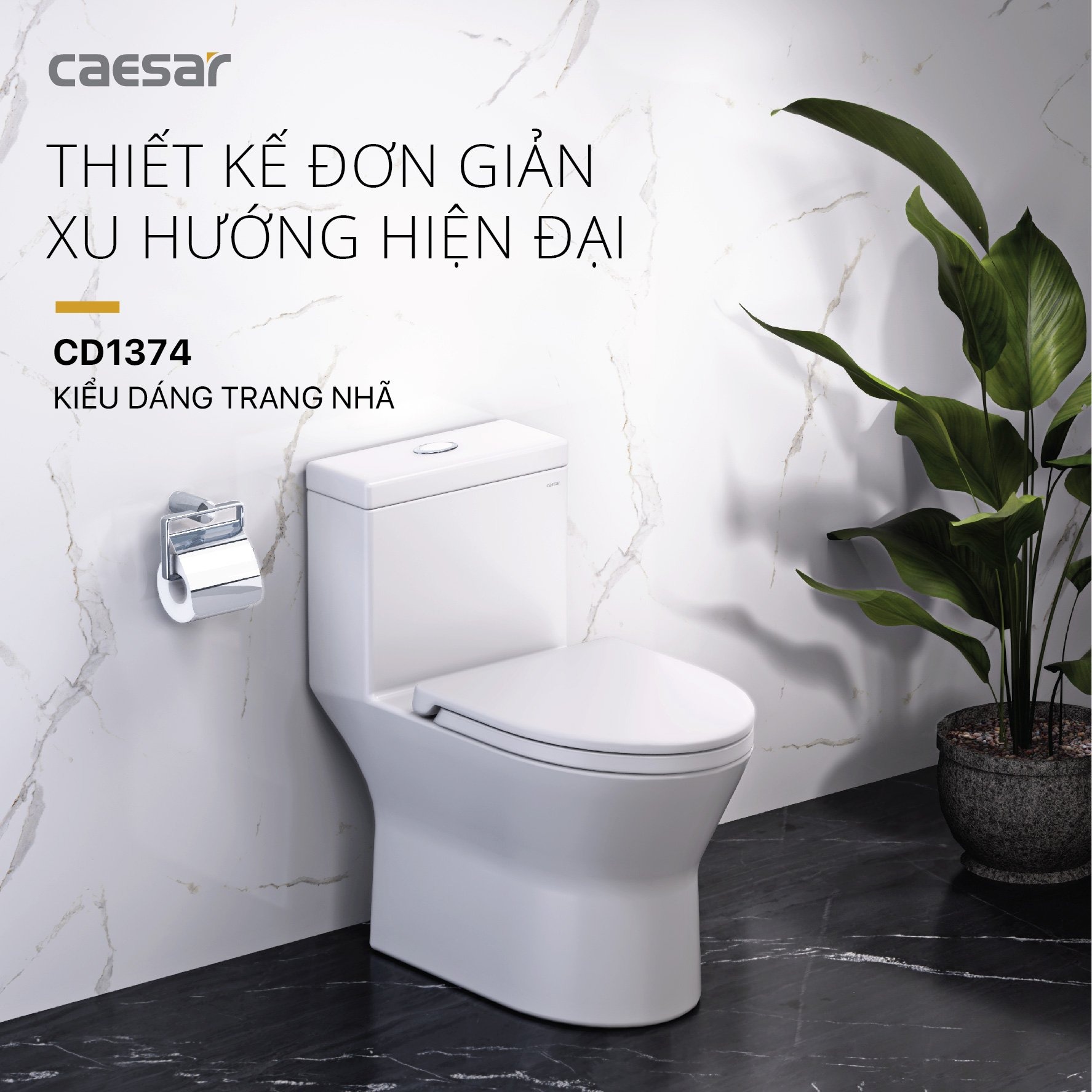 Bồn cầu 1 khối Caesar C1374 (CD1374) nắp đóng êm