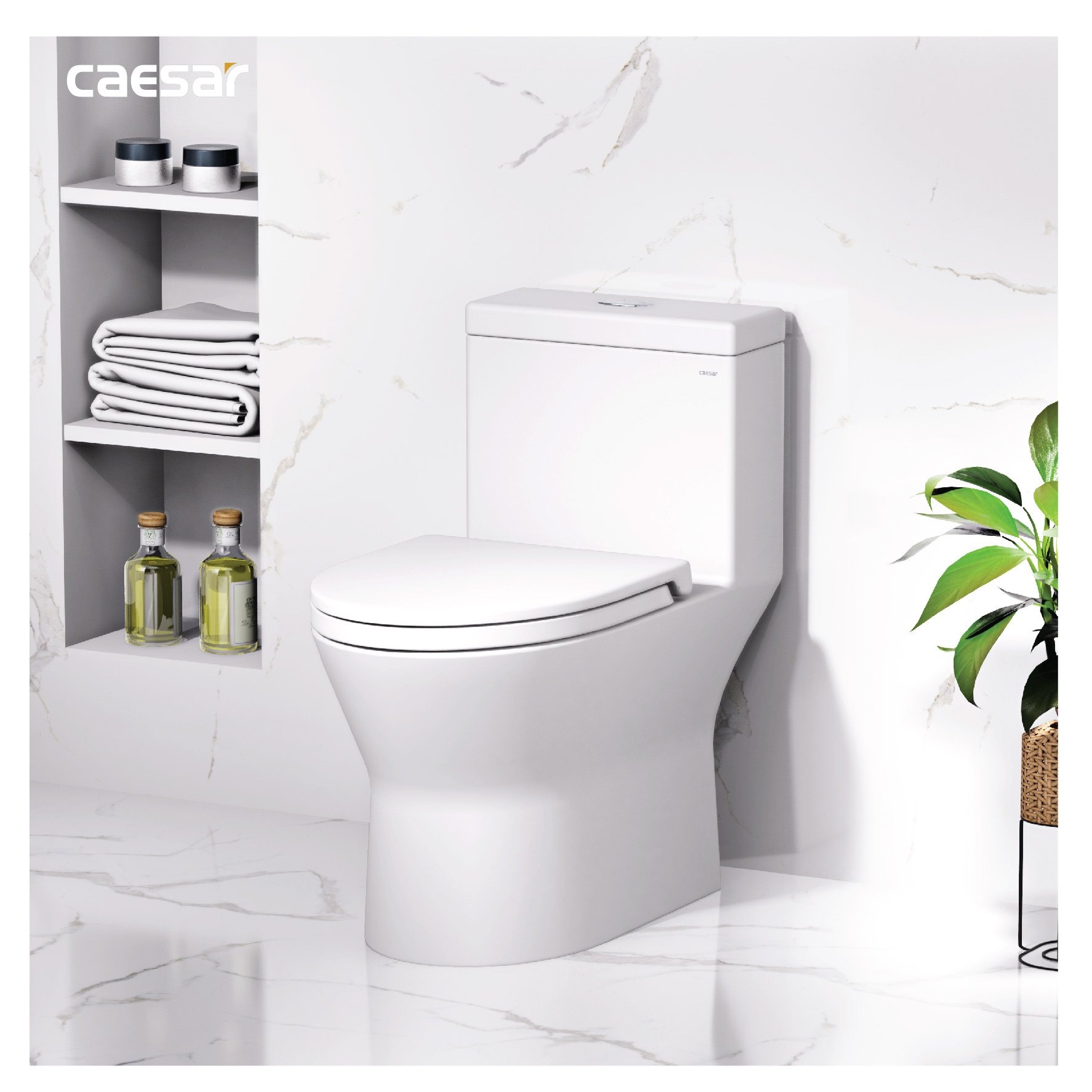 Bồn cầu 1 khối Caesar C1374 (CD1374) nắp đóng êm
