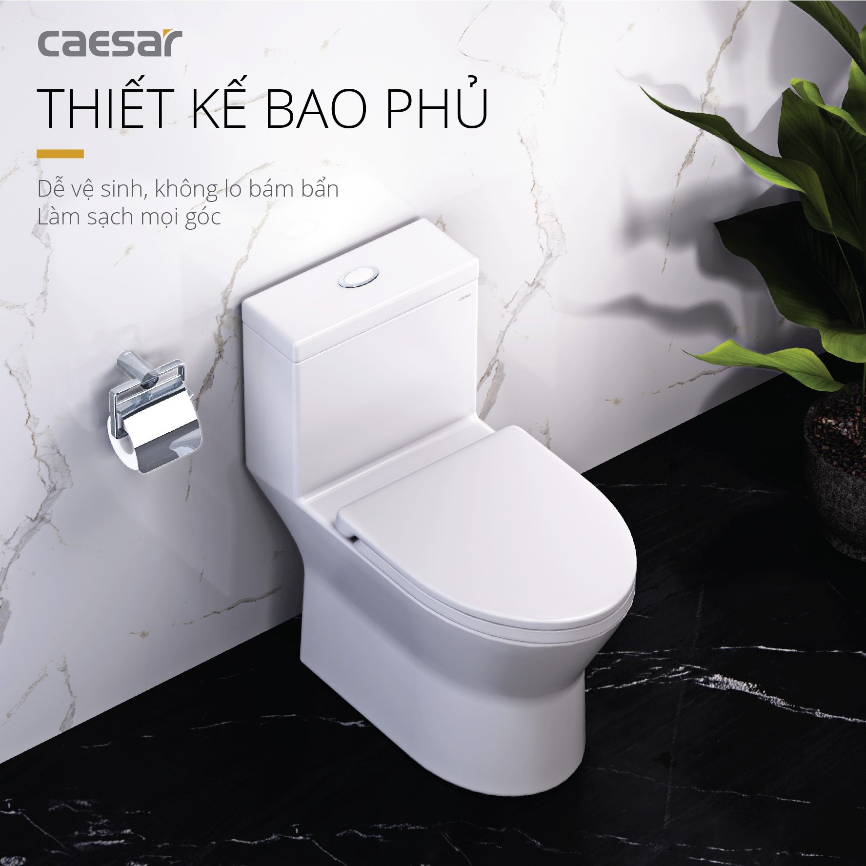 Bồn cầu 1 khối Caesar C1374 (CD1374) nắp đóng êm