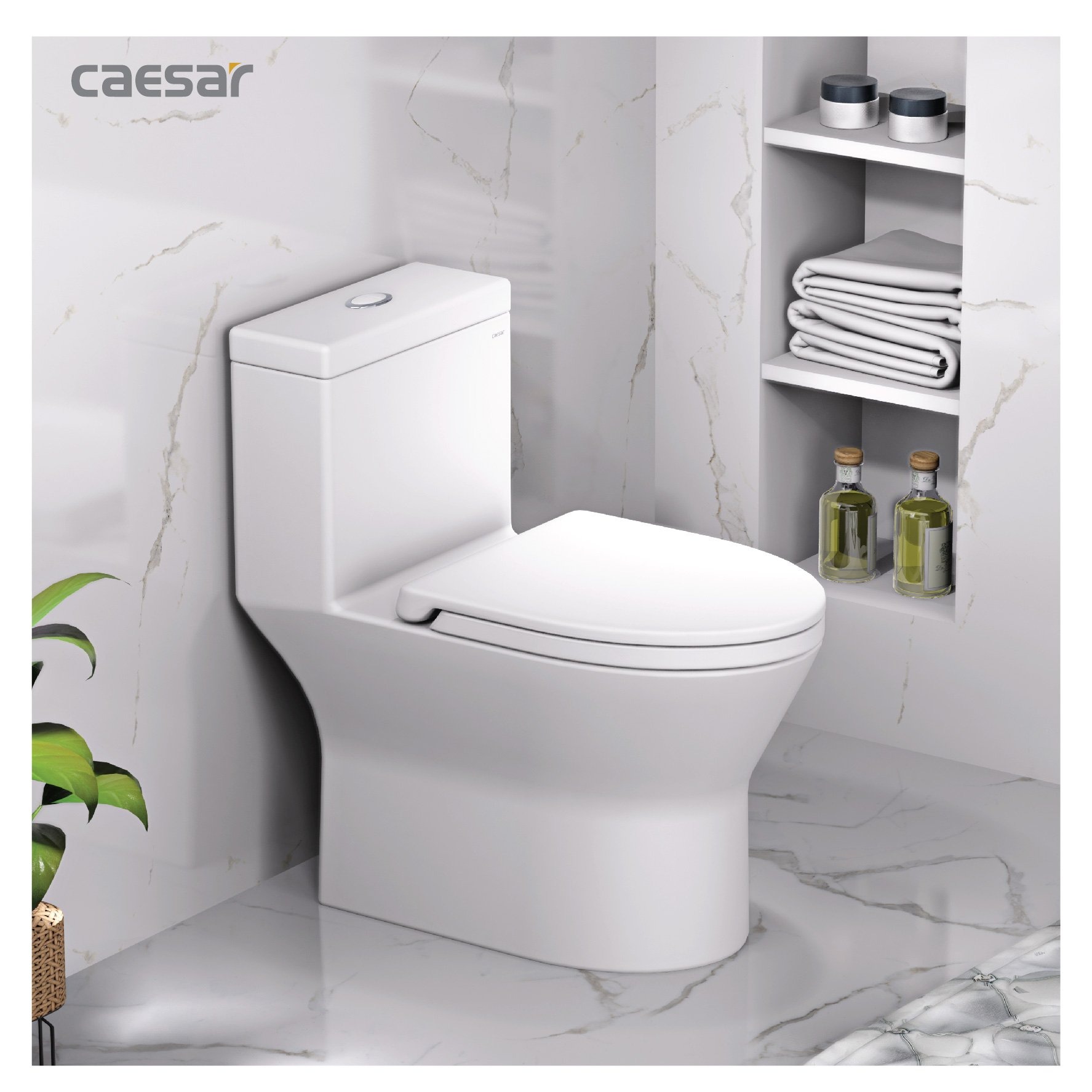 Bồn cầu 1 khối Caesar C1374 (CD1374) nắp đóng êm