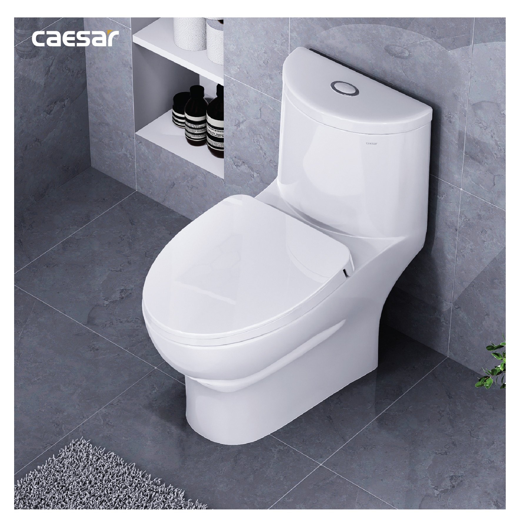 Bồn cầu 1 khối Caesar C1375 (CD1375) nắp đóng êm