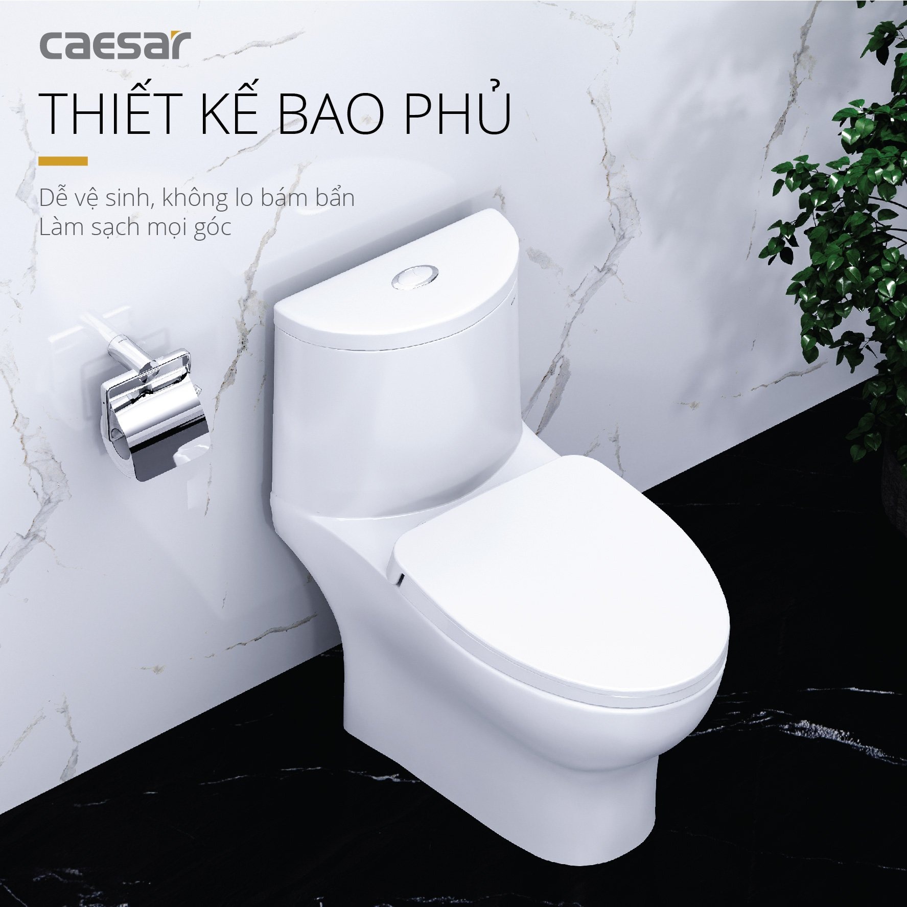 Bồn cầu 1 khối Caesar C1375 (CD1375) nắp đóng êm