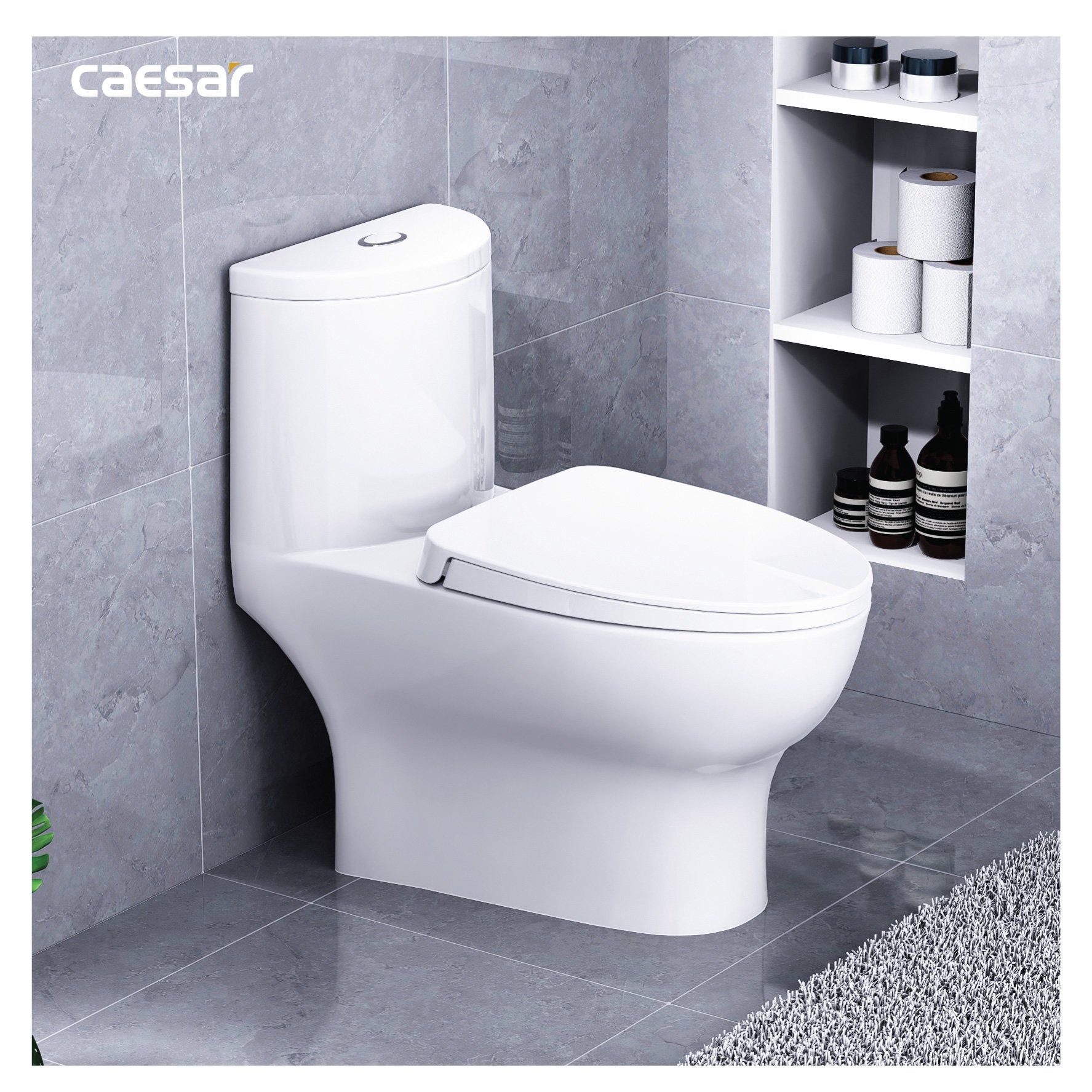 Bồn cầu 1 khối Caesar C1375 (CD1375) nắp đóng êm