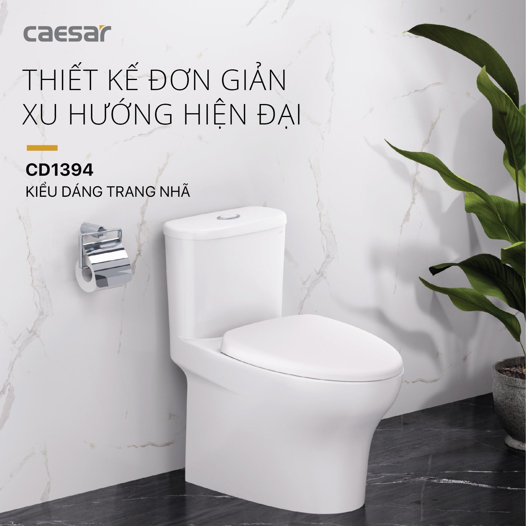 Bồn cầu 1 khối nắp êm Caesar C1394 (CD1394)