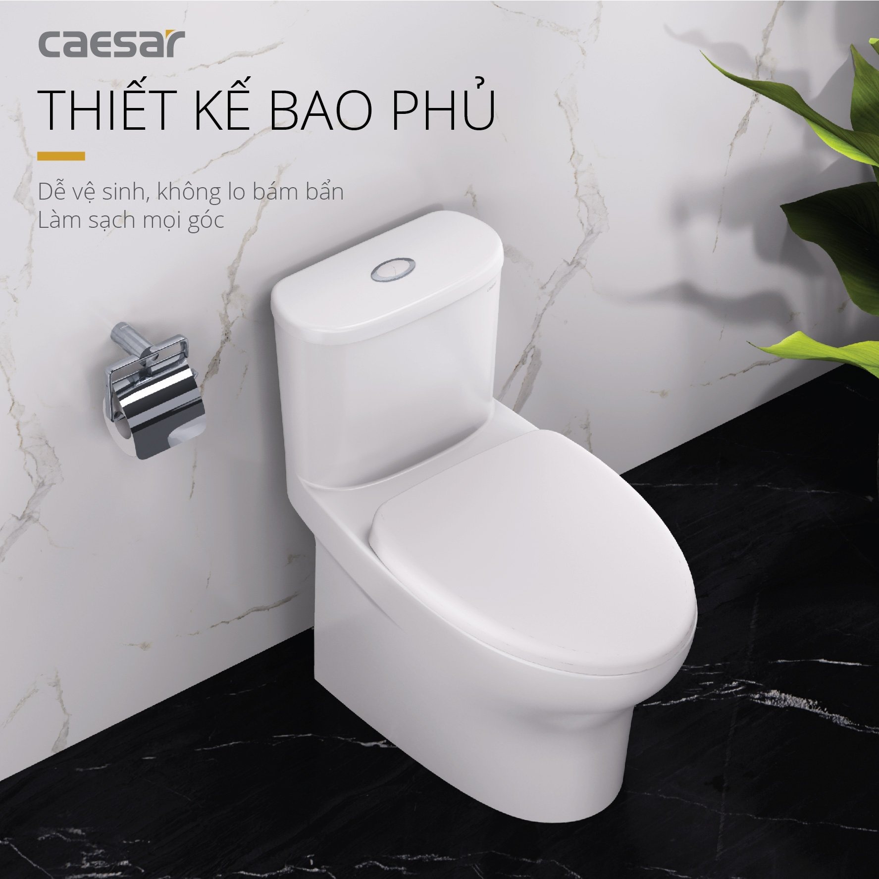 Bồn cầu 1 khối nắp êm Caesar C1394 (CD1394)