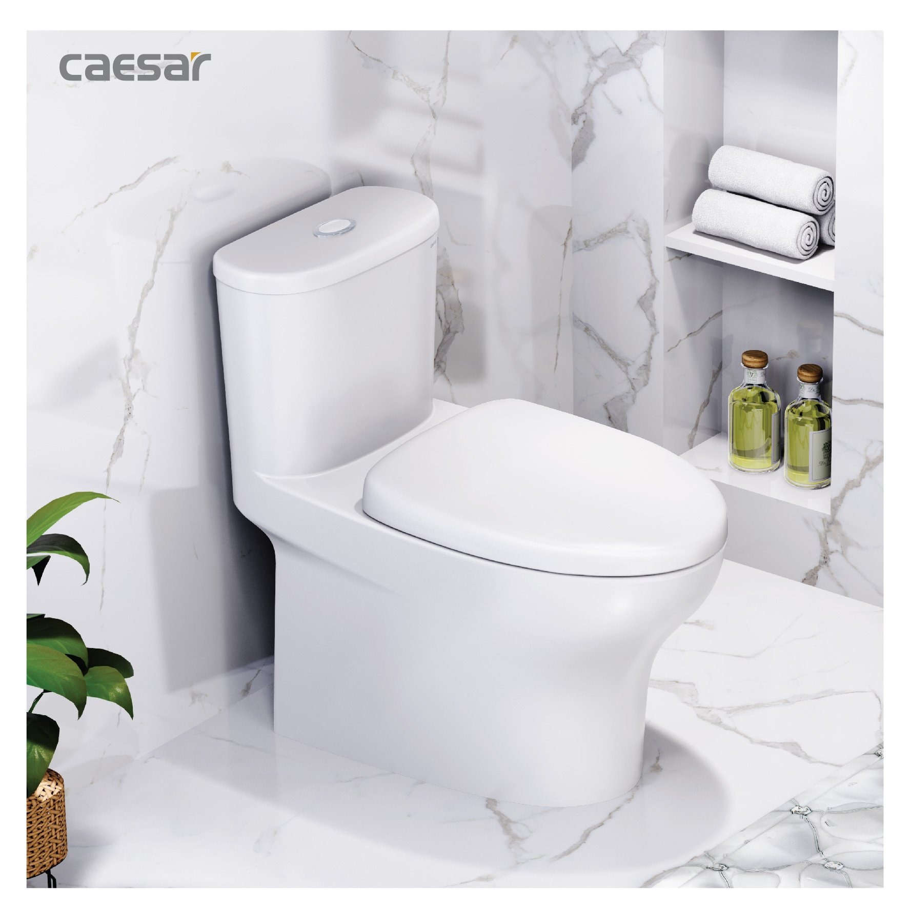 Bồn cầu 1 khối nắp êm Caesar C1394 (CD1394)