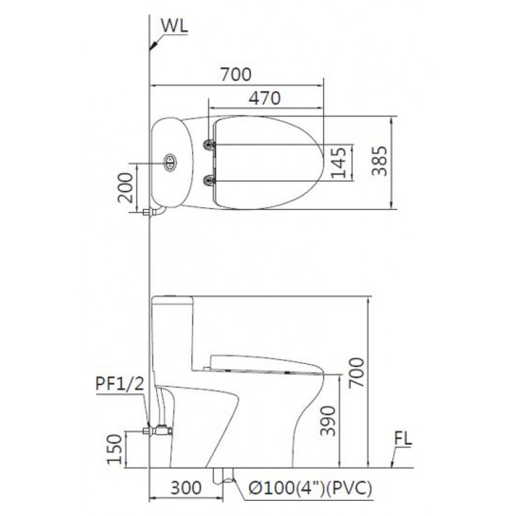 Bồn cầu 1 khối nắp điện tử Caesar C1394F+TAF610H