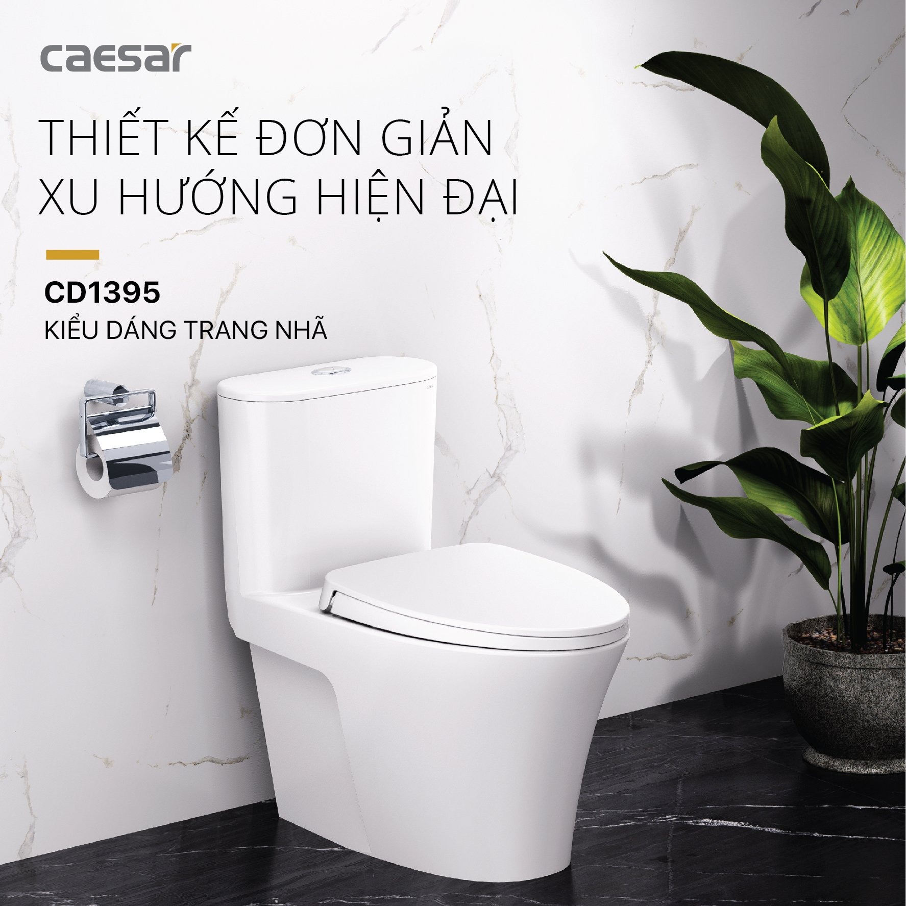 Bồn cầu 1 khối Caesar C1395 (CD1395) nắp đóng êm