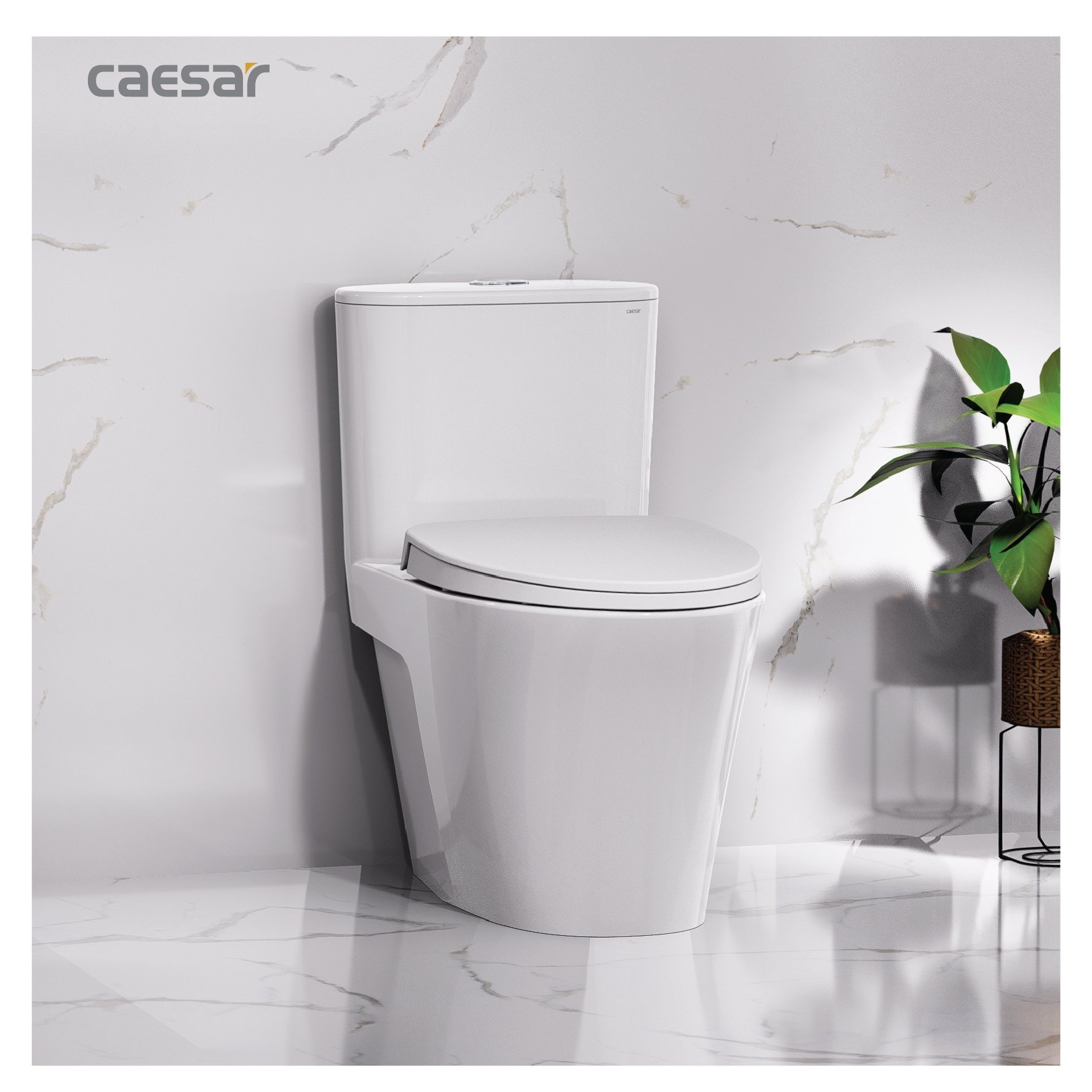 Bồn cầu 1 khối Caesar C1395 (CD1395) nắp đóng êm
