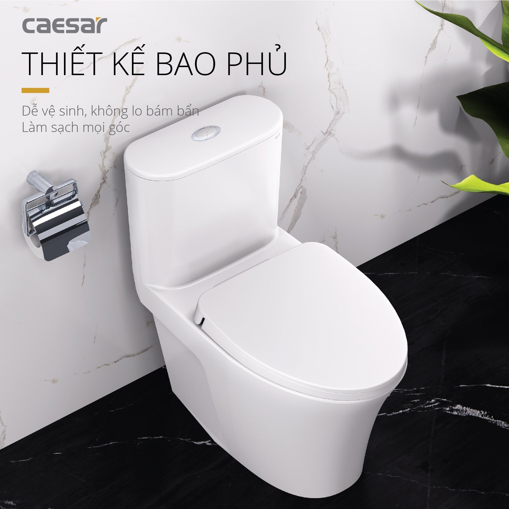 Bồn cầu 1 khối Caesar C1395 (CD1395) nắp đóng êm