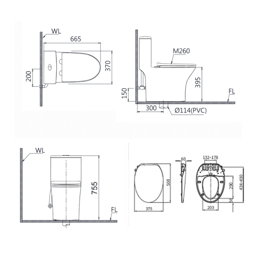 Bồn cầu 1 khối nắp rửa cơ Caesar C1391F + TAF060 (C1391 + TAF060)