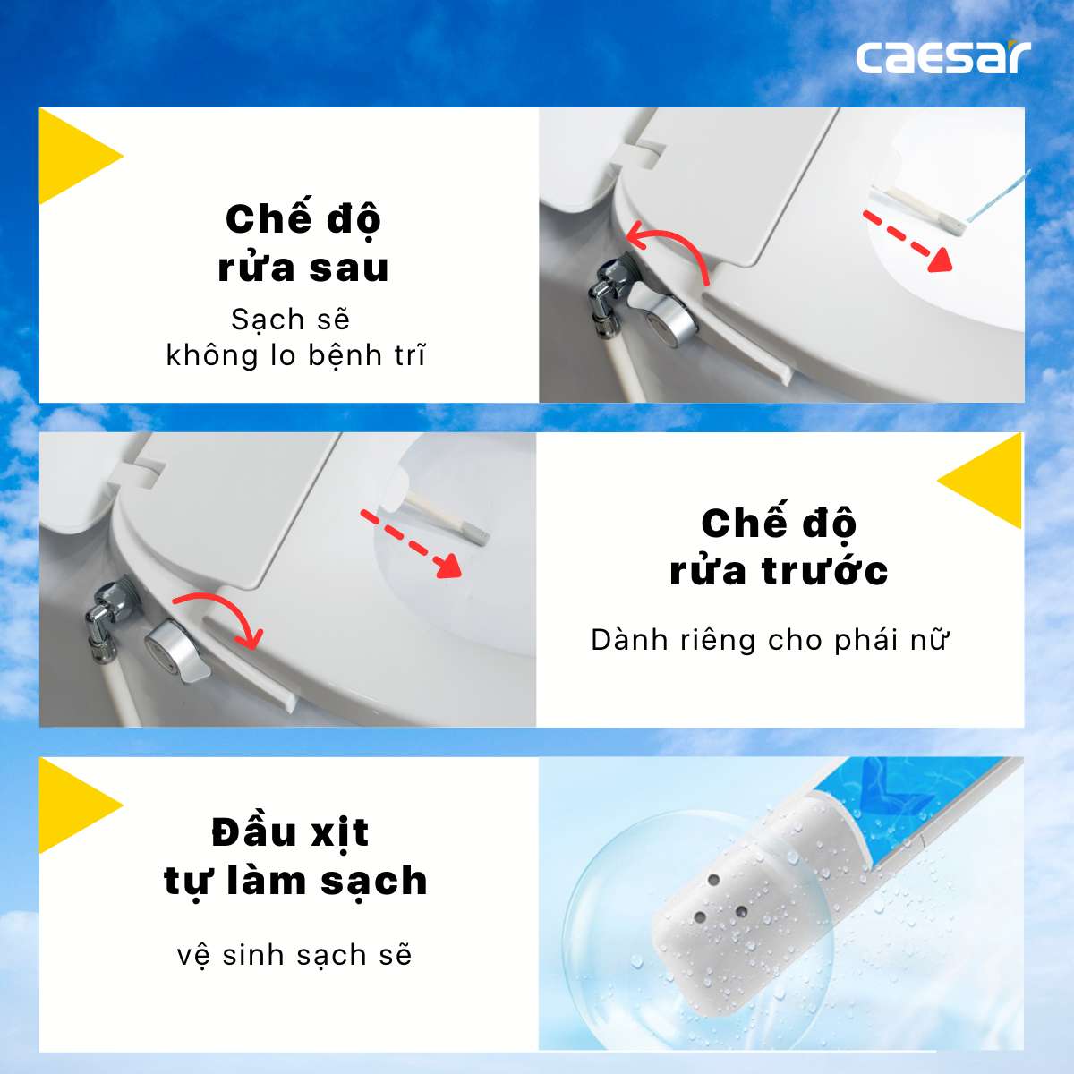 Bồn cầu 2 khối nắp rửa cơ Caesar CD1320 + TAF060