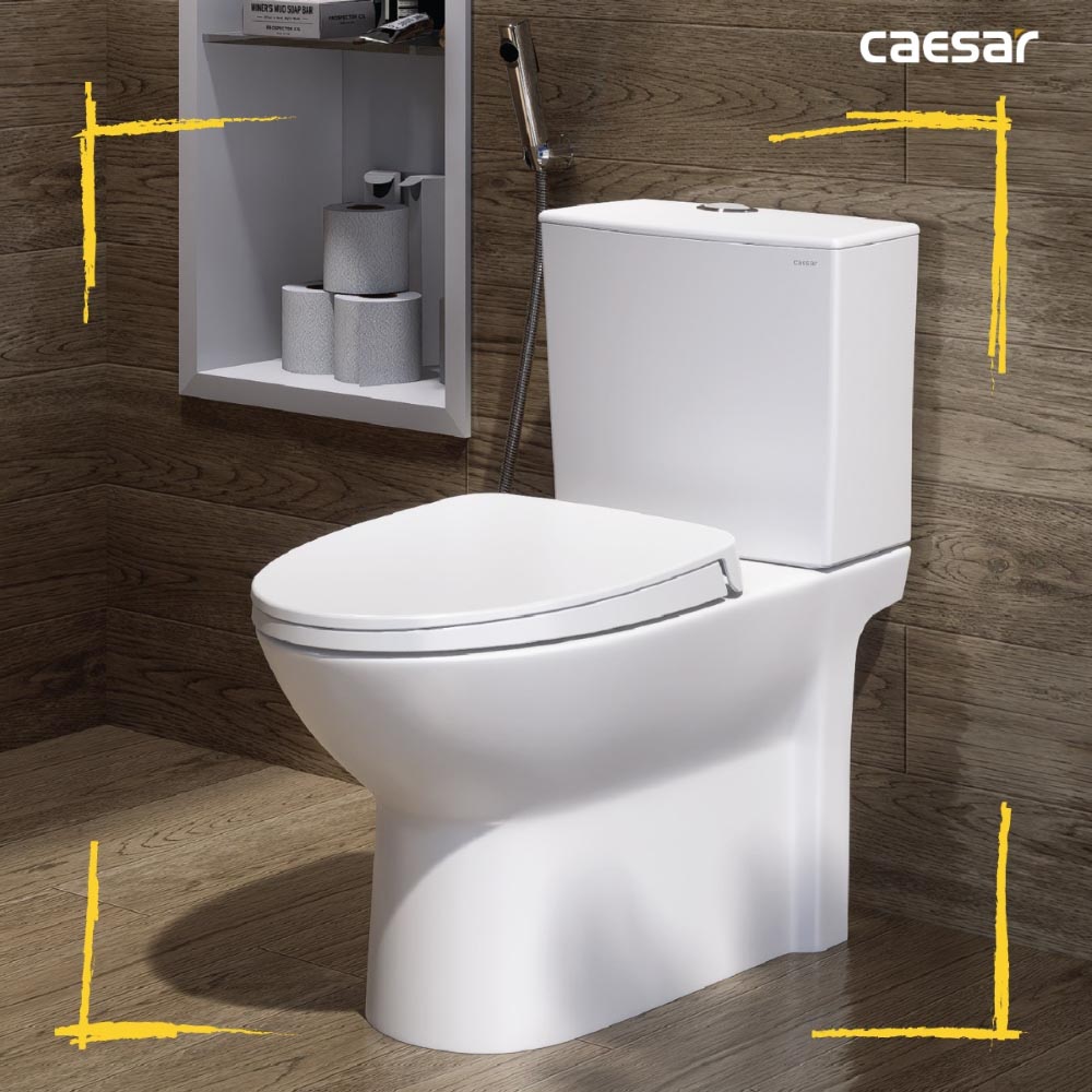 Bồn cầu 2 khối nắp rửa cơ Caesar CD1340 + TAF060