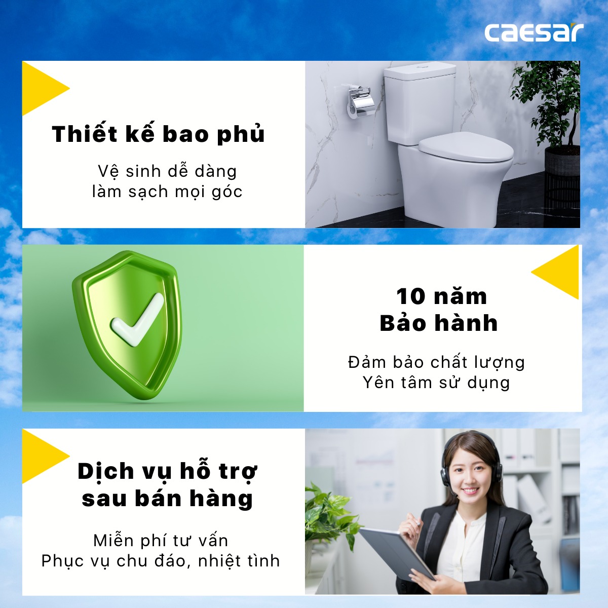 Bồn cầu 2 khối nắp rửa cơ Caesar CD1341 + TAF060