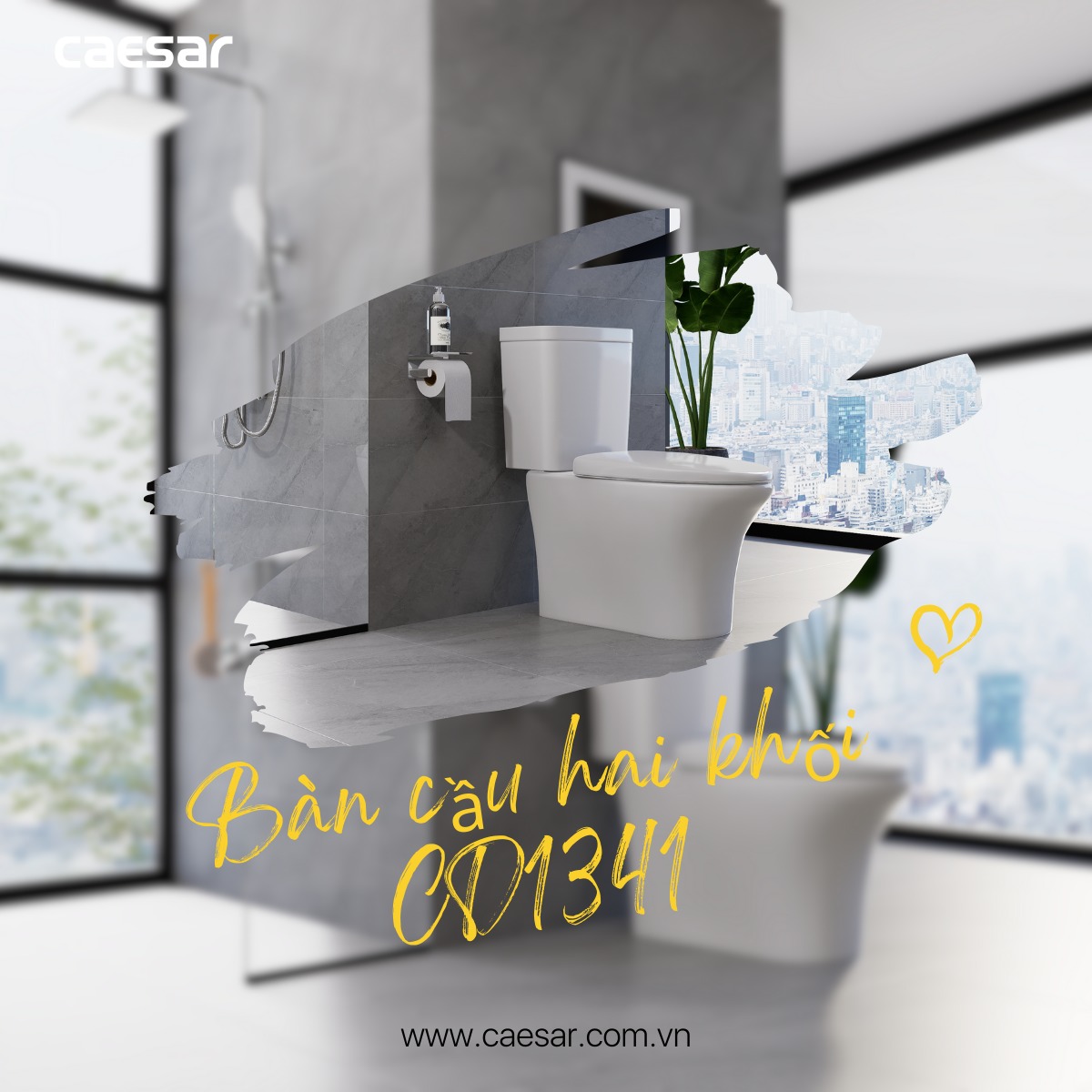 Bồn cầu 2 khối nắp rửa cơ Caesar CD1341 + TAF060