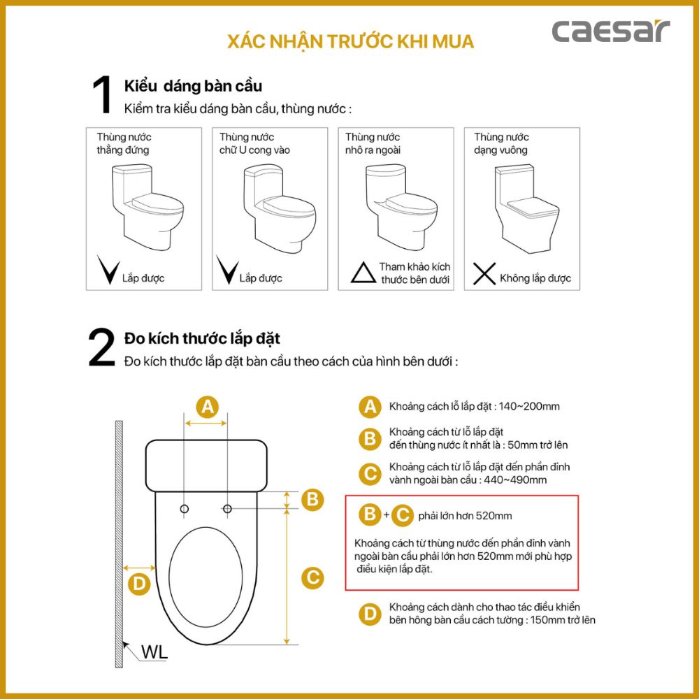 Bồn cầu 2 khối nắp rửa cơ Caesar CD1342 + TAF060