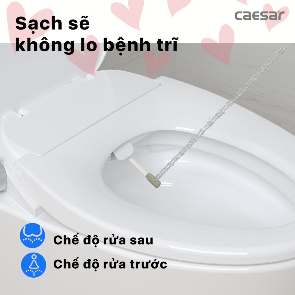 Bồn cầu 2 khối nắp rửa cơ Caesar CD1342 + TAF060