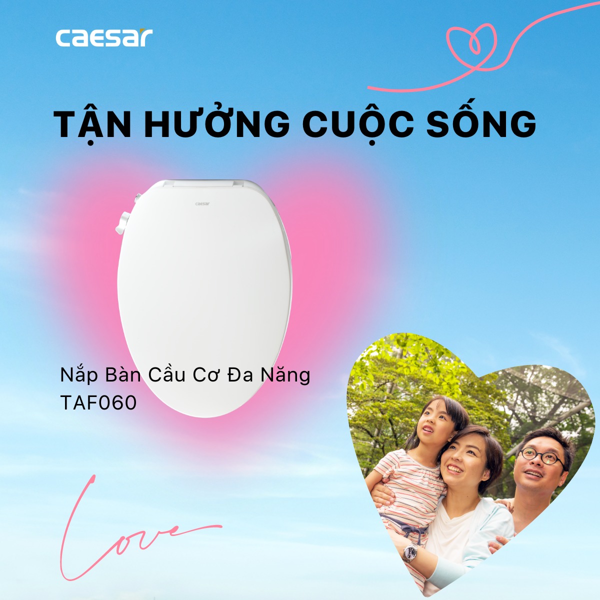 Bồn cầu 2 khối nắp rửa cơ Caesar CD1345+TAF060