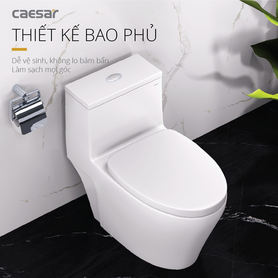 Bồn cầu 1 khối nắp rửa cơ Caesar C1356F + TAF060 (CD1356+TAF060)