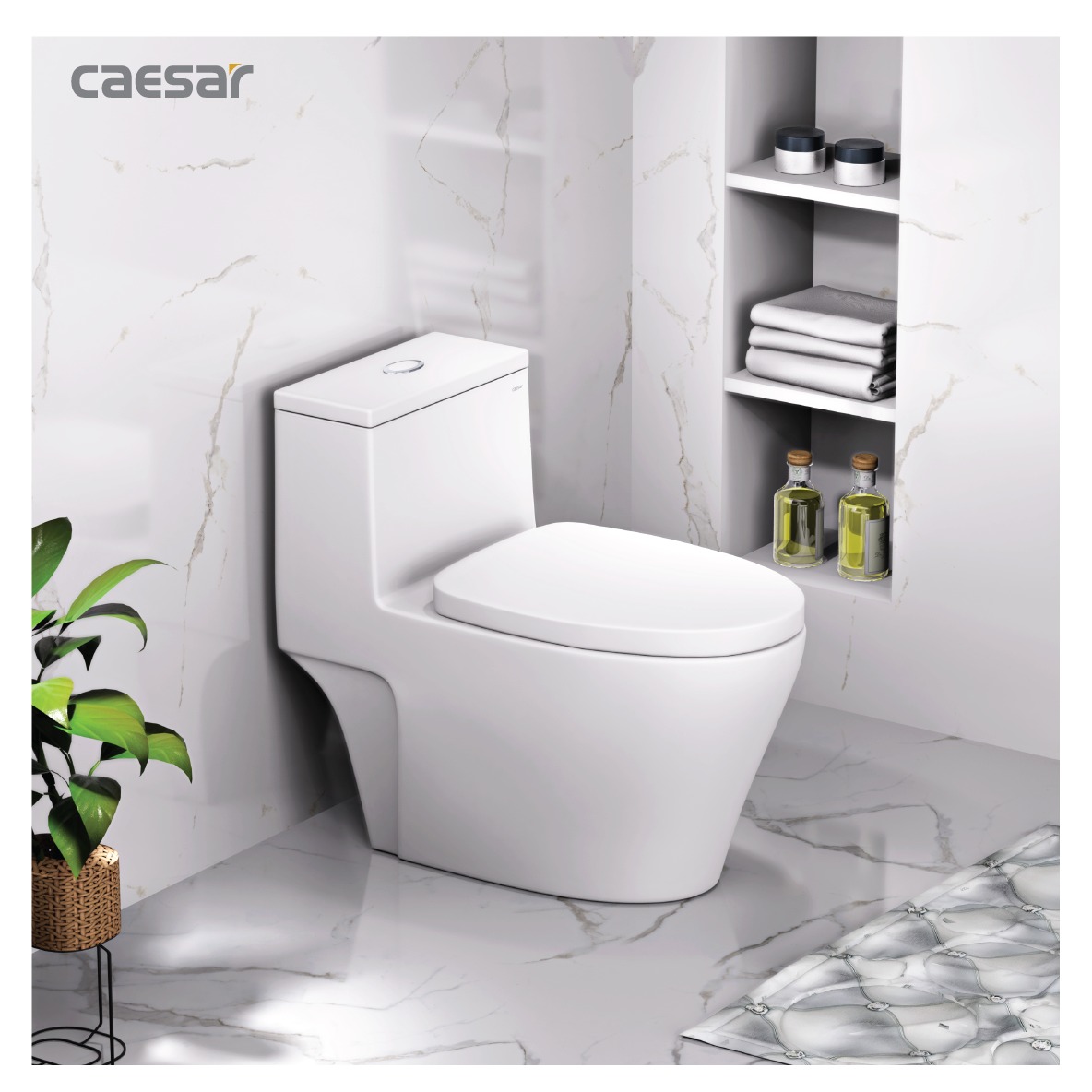Bồn cầu 1 khối nắp rửa cơ Caesar C1356F + TAF060 (CD1356+TAF060)