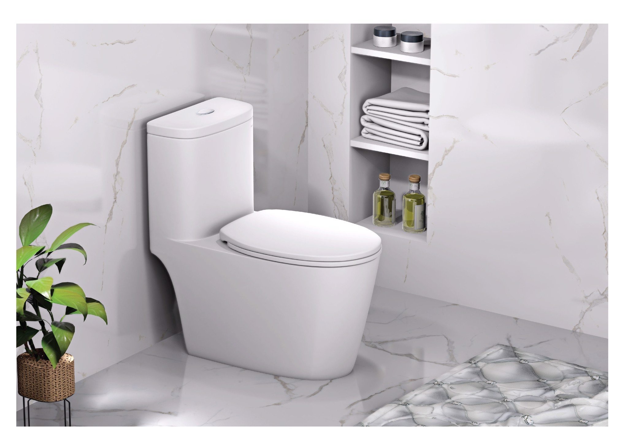 Bồn cầu 1 khối nắp rửa cơ Caesar C1364F + TAF060 (CD1364+TAF060)